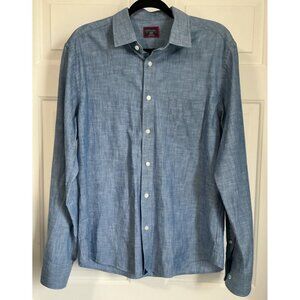 Untuckit Mens Large Denim look Shirt Long Sleeve Penfolds Blue 100% Cotton